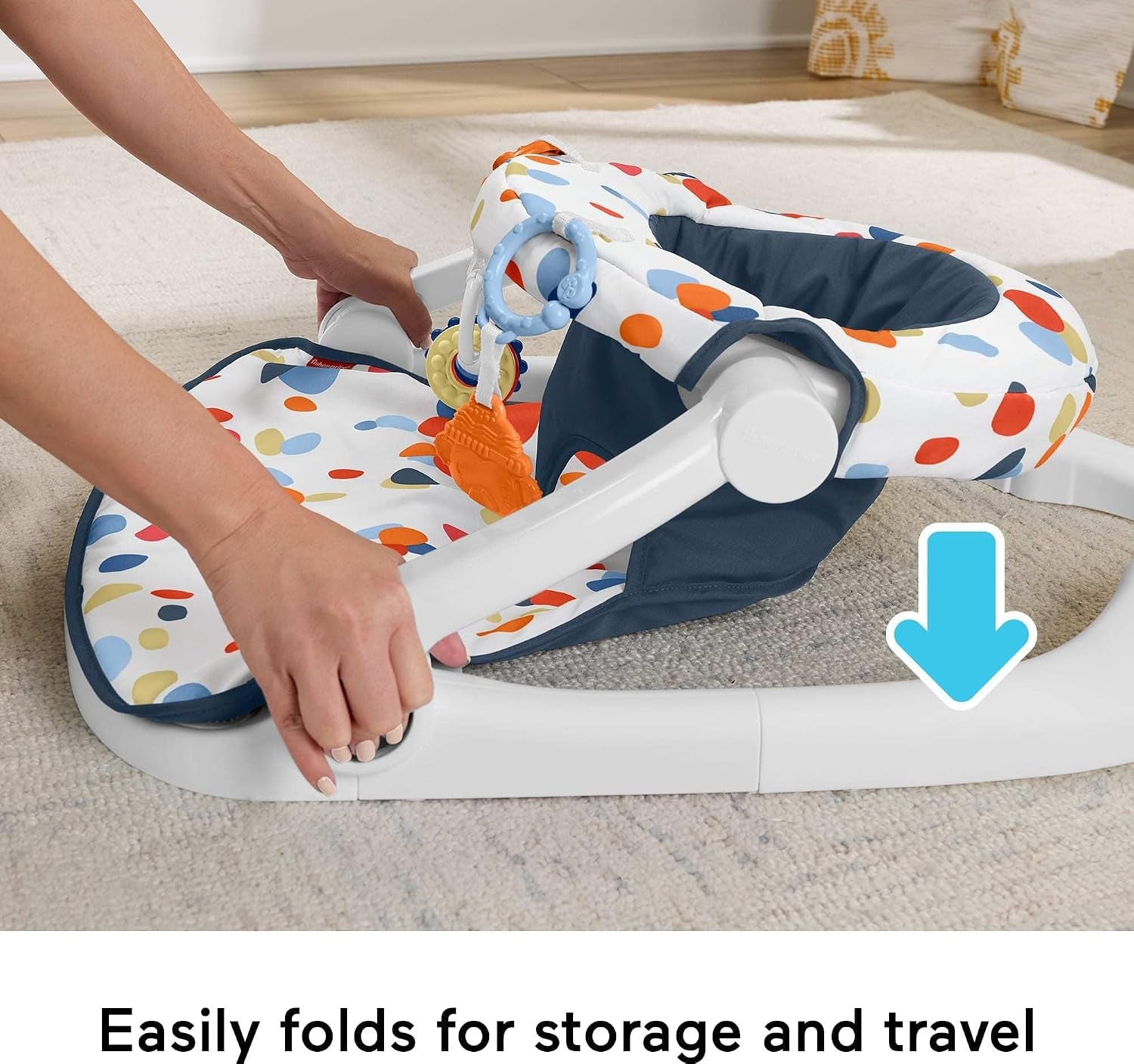 Portable Baby Chair, Darling Dots Sit-Me-Up Floor Seat with Bpa-Free Teether & Clacker, Newborn Development Toy