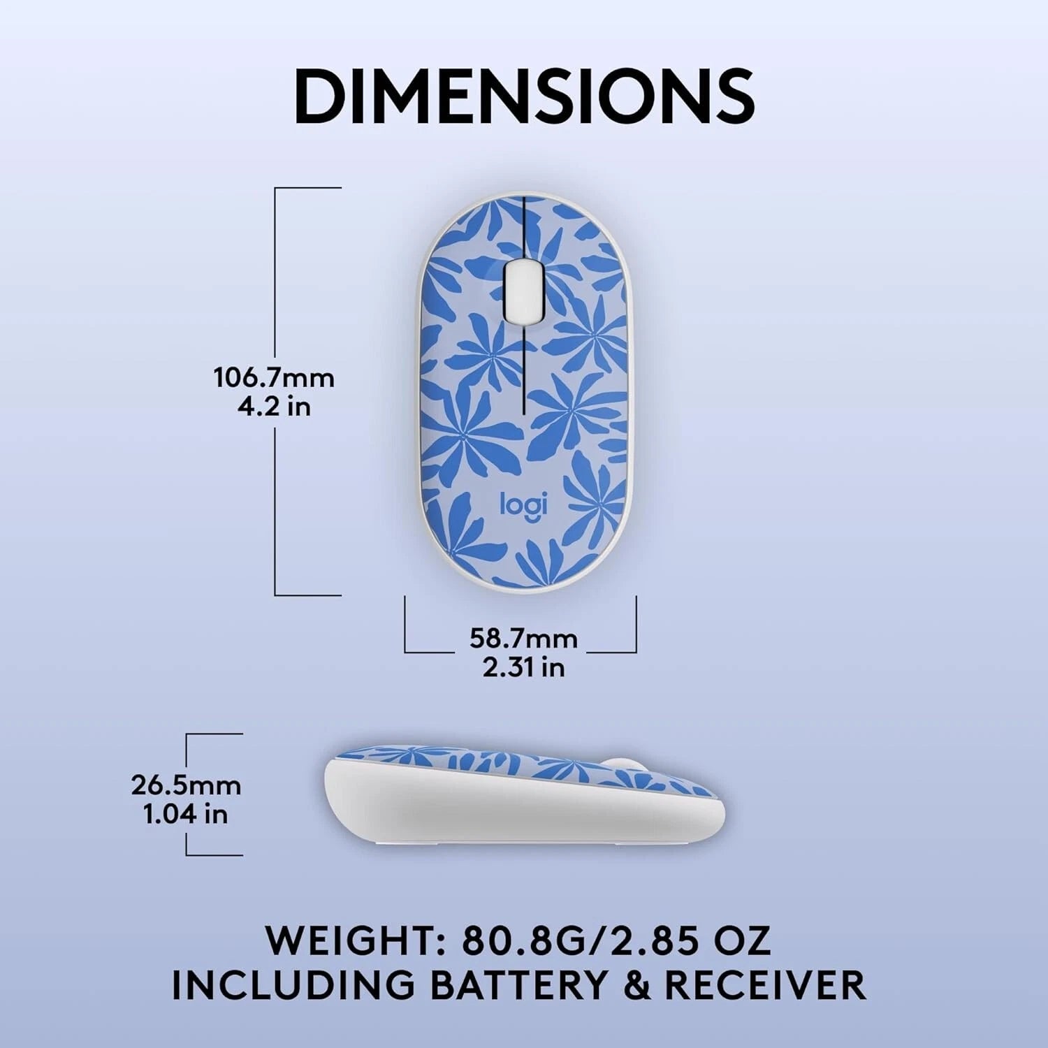 Logitech M340 Wireless Mouse, Silent Clicks, Blue Floral image 6