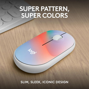 M340 Wireless Mouse with Limited Edition Prints, USB Receiver and Silent Clicks, Portable Wireless Mouse for Laptop, PC, Windows, Chrome, Surface, Sheer Dream - Optical - Wireless - 32.81 Ft
