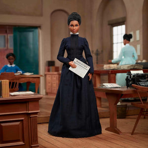 Barbie Ida B. Wells Inspiring Women Collectible Doll | Journalist & Civil Rights Activist | Blue Dress & Newspaper Accessory