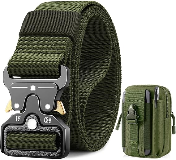 Ceinture tactique BESTKEE pour homme - Style militaire robuste avec poche MOLLE - Verte