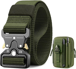 Ceinture tactique BESTKEE pour homme - Style militaire robuste avec poche MOLLE - Verte