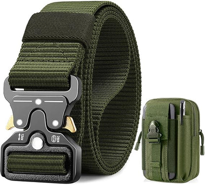 Ceinture tactique BESTKEE pour homme - Style militaire robuste avec poche MOLLE - Verte