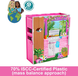 Maison de Barbie en escapade, maison de poupée avec 4 espaces de jeu
