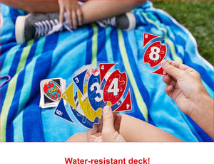 UNO Splash Card Game | Waterproof Plastic Cards | Clip Attachment | 2-10 Players