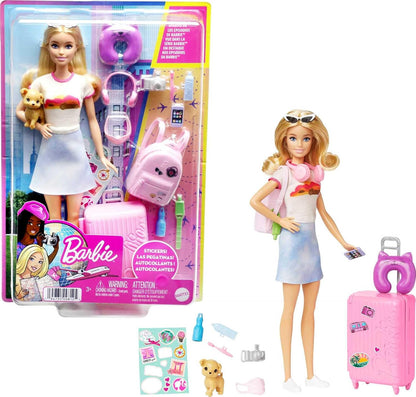 Barbie Doll with 'Malibu' Travel Set, Puppy and more