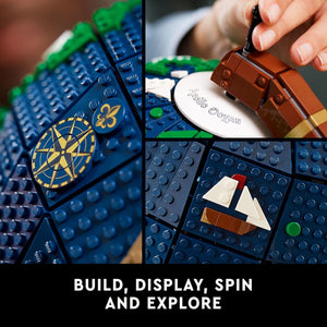 LEGO Ideas The Globe #21332 | Vintage-Style Spinning Globe | 2,585 Pieces | Build & Display