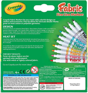 Ensemble de marqueurs pour tissu Crayola, marqueurs à pointe fine