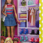 Poupée Barbie et accessoires comprenant chaussures, sac à main et lunettes de soleil