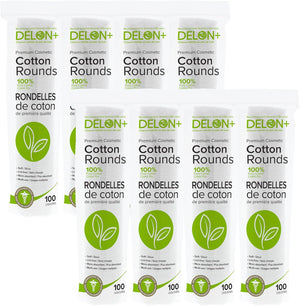 Delon+ Premium Dual-Sided Cotton Cleansing Rounds | Lint-Free | Hypoallergenic | Pack of 200–800