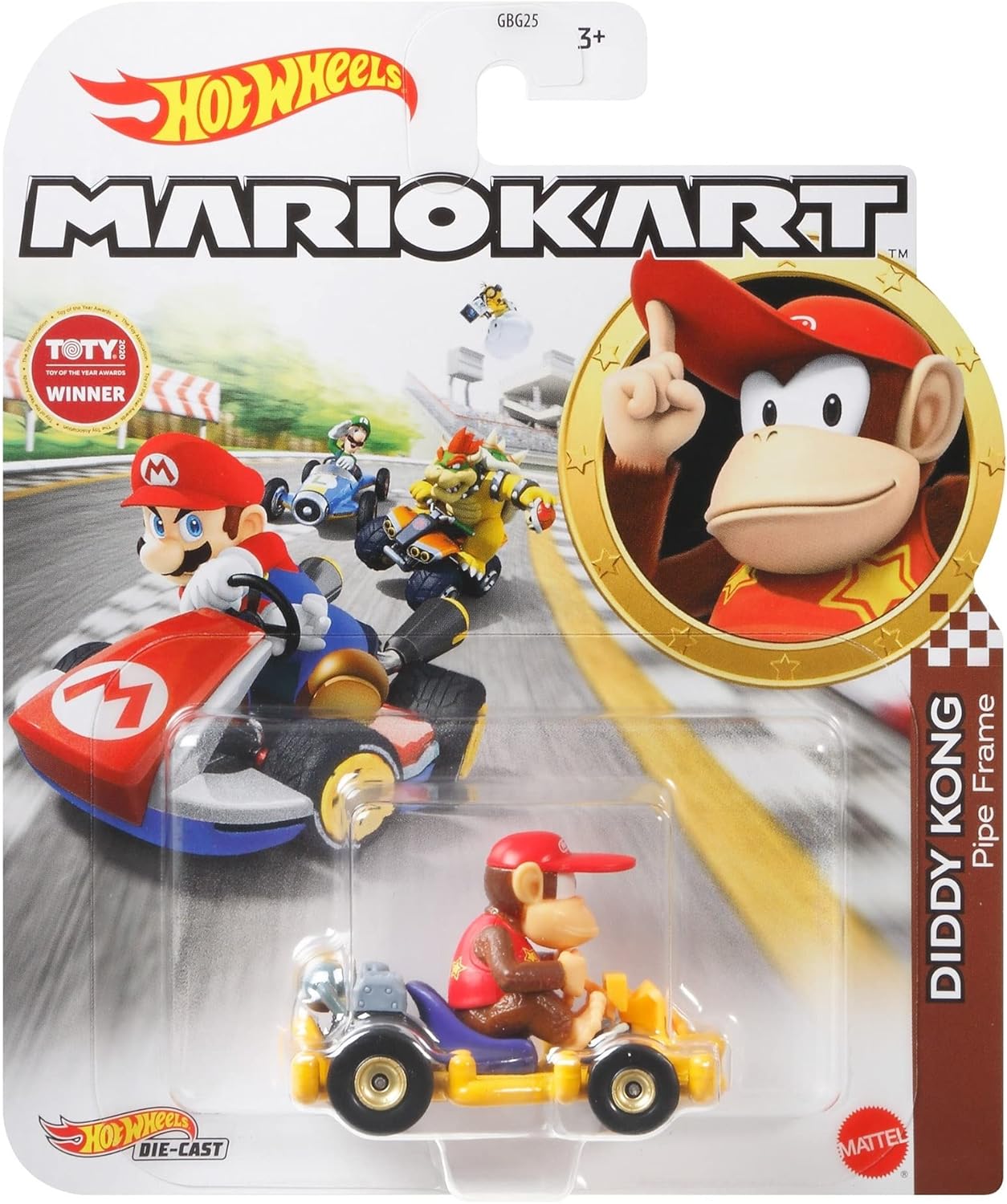 Hot Wheels Mario Kart Diddy Kong Cadre en tuyau