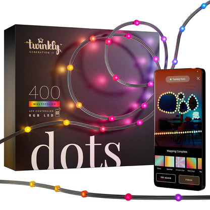 66 Ft (20M) Twinkly Generation II 400 App Controlled Multicolour Dots RGB LED Lights