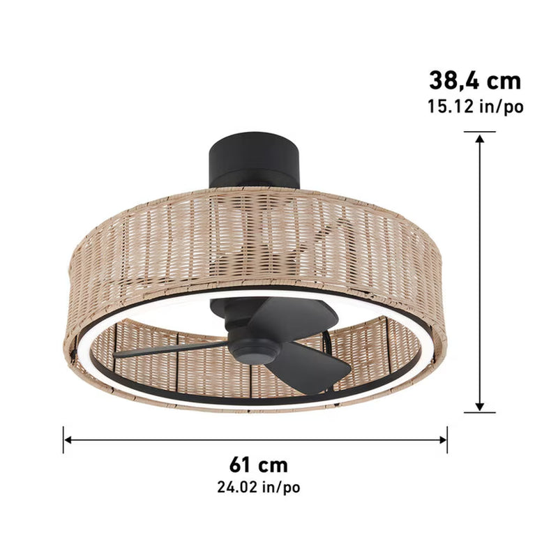 Artika Kalani 24" (61Cm) Rattan Fan Light with Remote Control