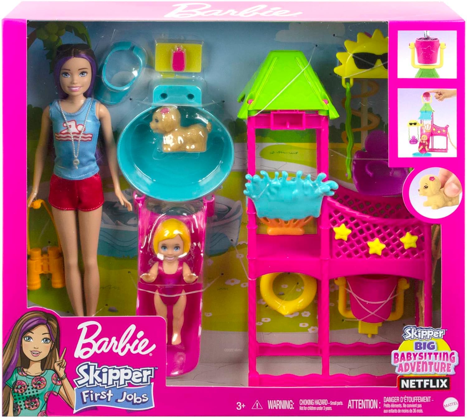 Barbie Skipper Waterpark Playset with Working Slide and Puppy Toy image 8