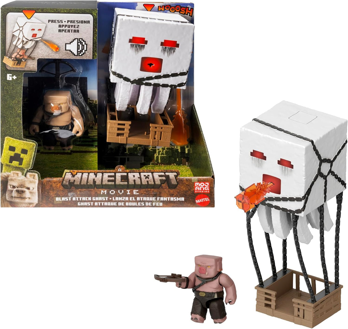 Minecraft Blast Attack Ghast & Piglin Action Figure Set image 0