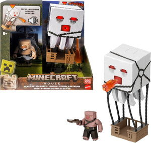 Minecraft Blast Attack Ghast & Piglin Action Figure Set image 0