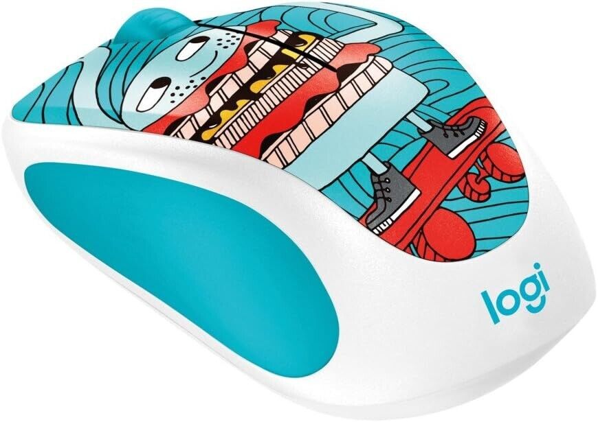 Logitech m317c Wireless Mouse Skate Burger Doodle Collection image 2