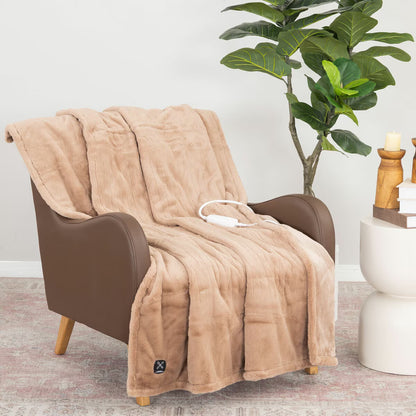Berkshire Luxe Faux Fur Heated Throw in 3 Colours, 127 X 152 Cm