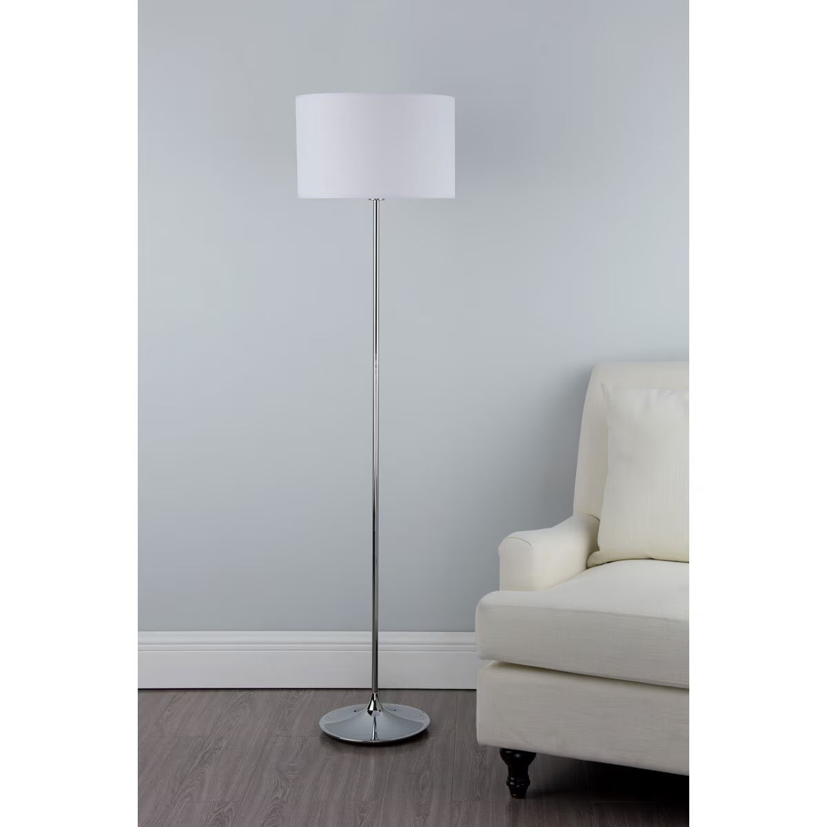 Delta Polished Chrome Floor Lamp with Ivory Shade image 2