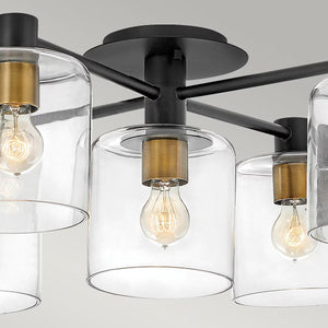 Hinkley Quintiesse 5 Light Axel Ceiling Light in Black and Heritage Brass Model - QN-AXEL5-BK