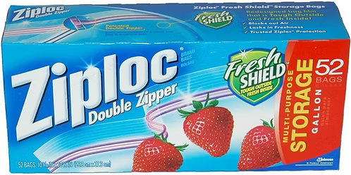 Sacs de conservation Ziploc à double fermeture éclair, 3,5 L, 52 unités : fermeture sécurisée pour la conservation des aliments