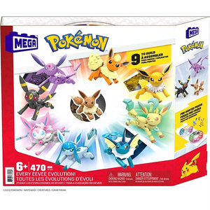 MEGA Pokémon Building Toy Kit Eevee Evolution Set (470 Pieces) with 9 Figures
