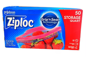 Ziploc 1-Quart 0.9 litre Double Zip Plastic Medium Storage Bags - 50 Count Box
