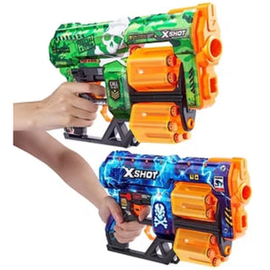 Pack de deux pistolets X-Shot Skins Dread Blasters : ensemble de combat à fléchettes en mousse à tir rapide