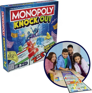 Monopoly Knockout Family Party Game – 2‑8 Players, 20‑Minute Play
