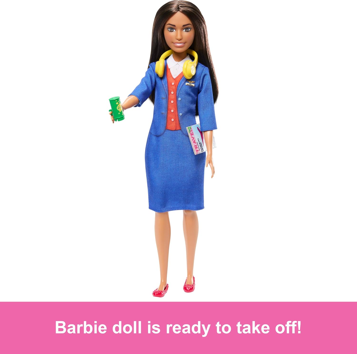 Barbie Flight Attendant Brunette Fashion Doll with Uniform and Accessories image 2