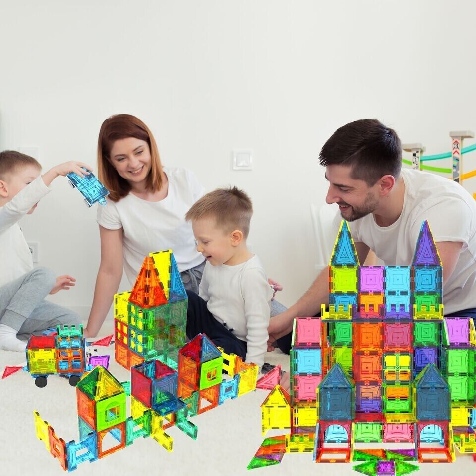 Mag-Genius Magnetic Building Block Tiles with Cylinder Shaped Pieces 143pc image 2