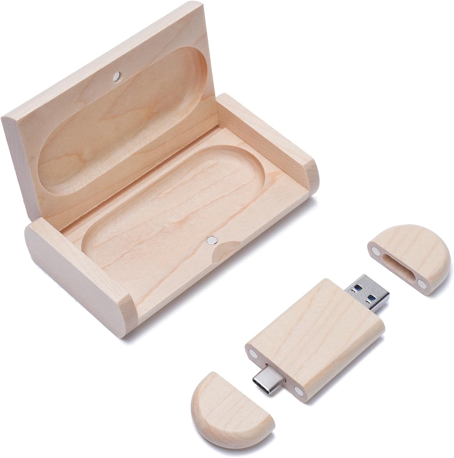 Wooden 2-in-1- 3.0 16GB  32GB USB Flash Drive Type-c image 1