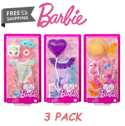Barbie My First Fashion Clothing Set – Beach, Bedtime, Birthday - 3 Pack image 0