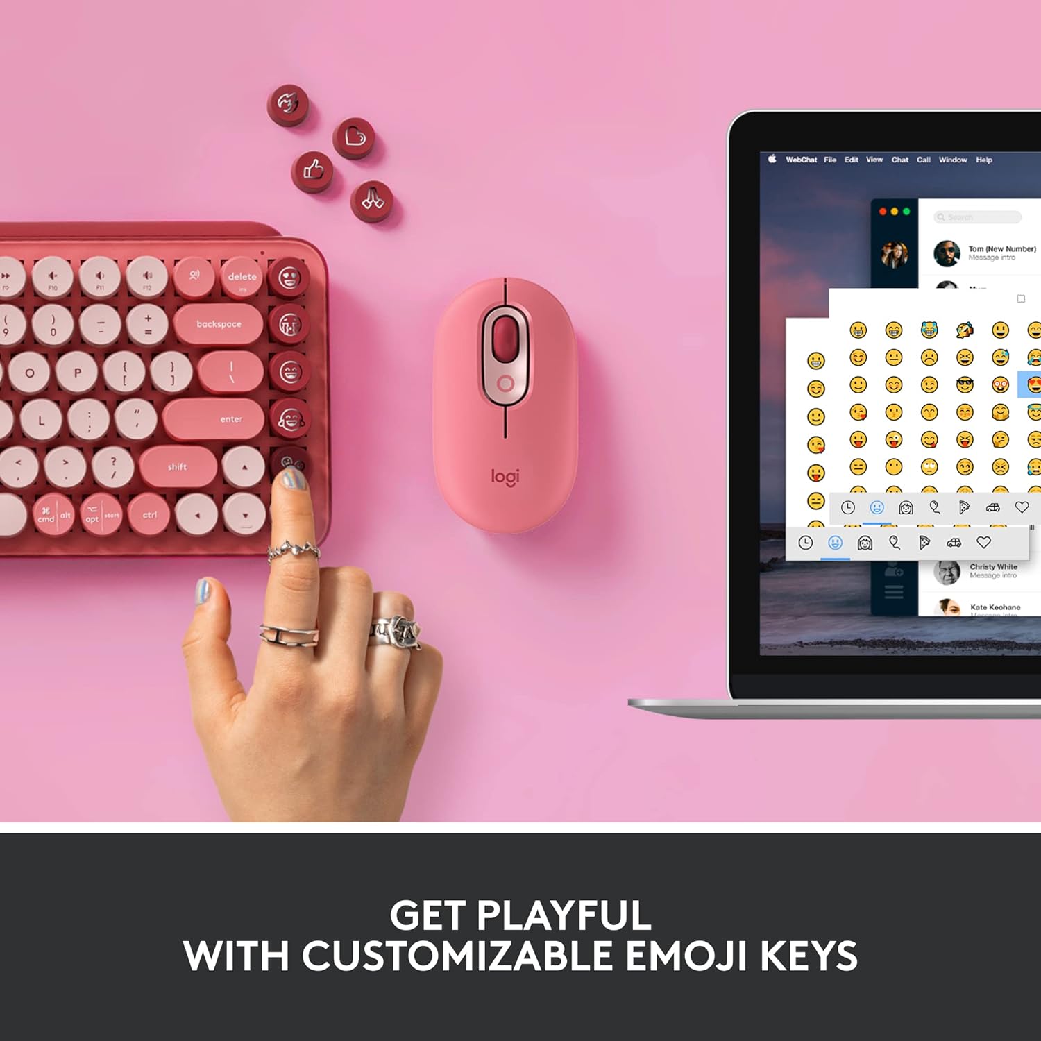 Logitech POP Mechanical Wireless Keyboard with Emoji Keys – Rose image 2