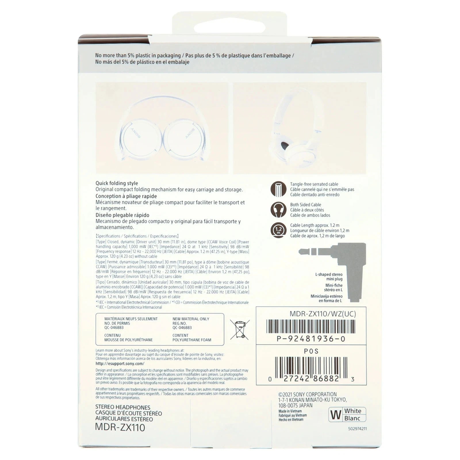 Sony MDR-ZX110 Over Ear Headphones image 8