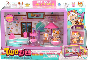 Coffret de jeu Twozies Cafe avec deux bébés et deux animaux de compagnie