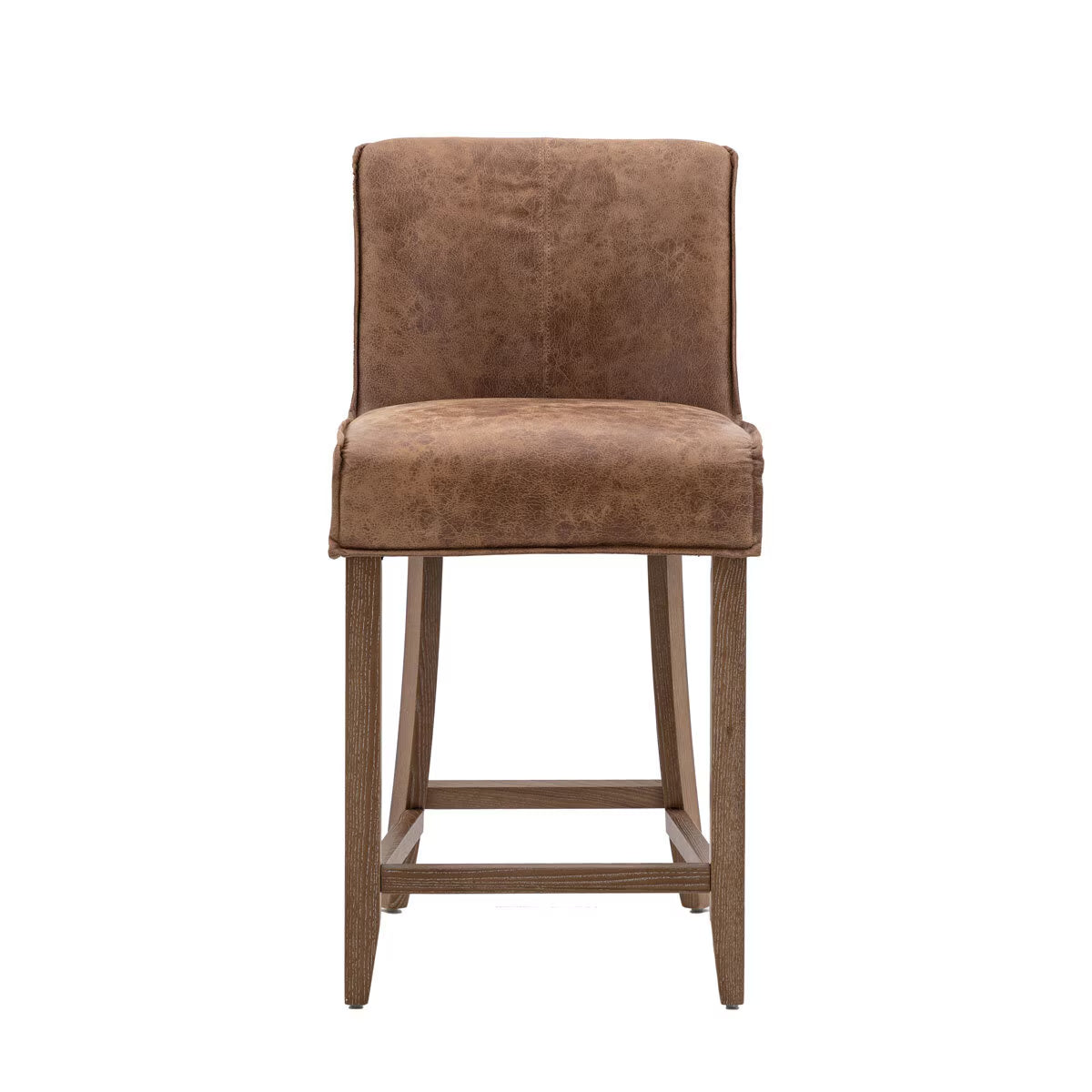 Gallery Tarnby Brown Leather Bar Stool, 2 Pack