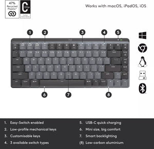 Logitech MX Mechanical Mini Wireless Illuminated Keyboard Graphite US Layout image 1