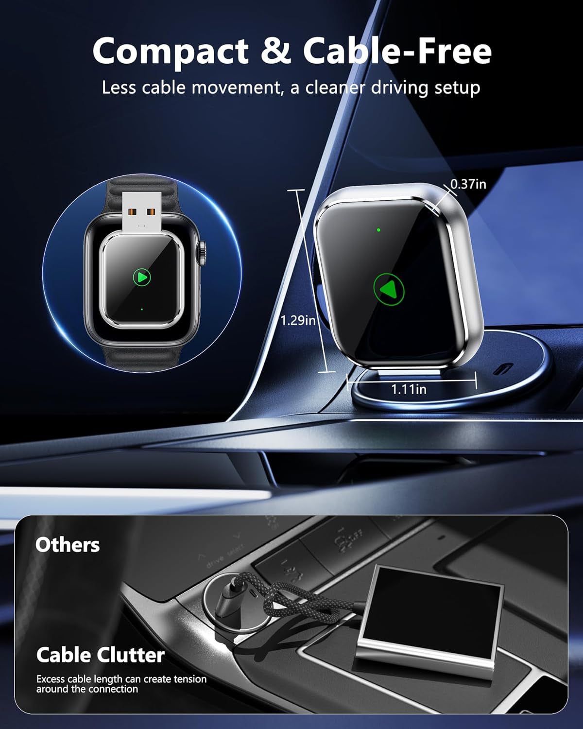 Carplay Wireless for Apple Iphone - Car Stereo Multimedia Dongle for Wired Carplay, USB-A & USB-C, Auto Connect, Low Latency 5Ghz Wifi, OTA Upgrade