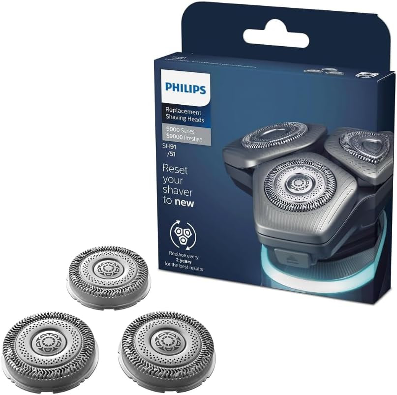 Skiniq Shaver Series 9000 Skiniq Replacement Shaving Head for Trimmer, Beard and Hair - Fits S9000 and Prestige S9000 (SH91/51) Chrome
