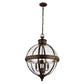 Lustre suspendu à 4 lumières Feiss Adams, nickel antique