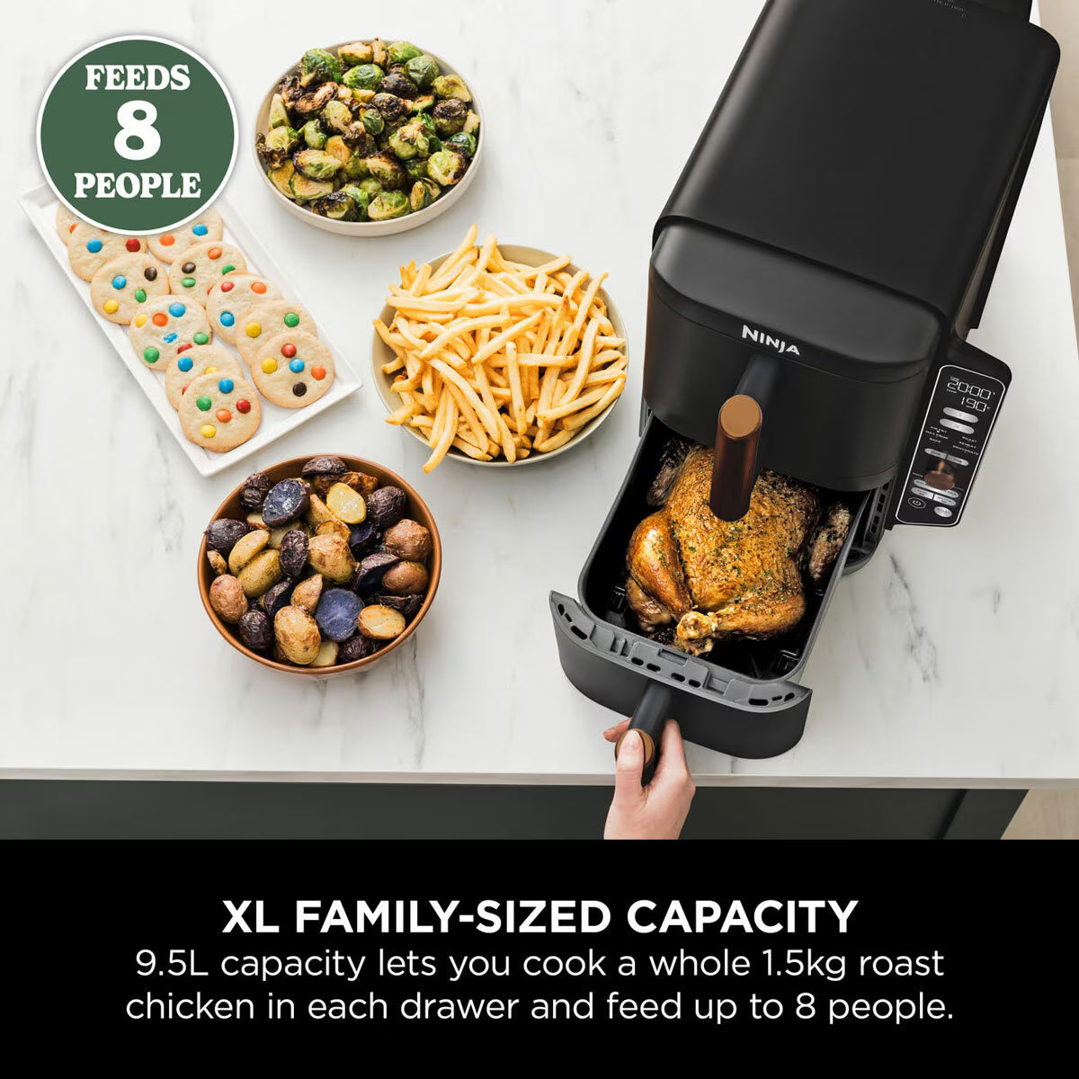 Ninja SL400UKCP Double Stack XL 9.5L Air Fryer in Black/Copper