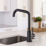 Reginox NERA Modern Matt Black Stainless Steel Square Neck Kitchen Mixer Tap image 0