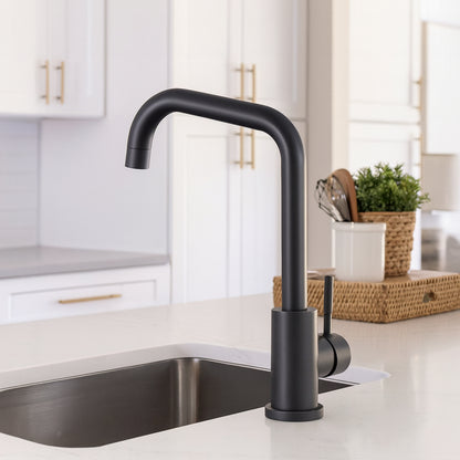 Reginox NERA Modern Matt Black Stainless Steel Square Neck Kitchen Mixer Tap image 0