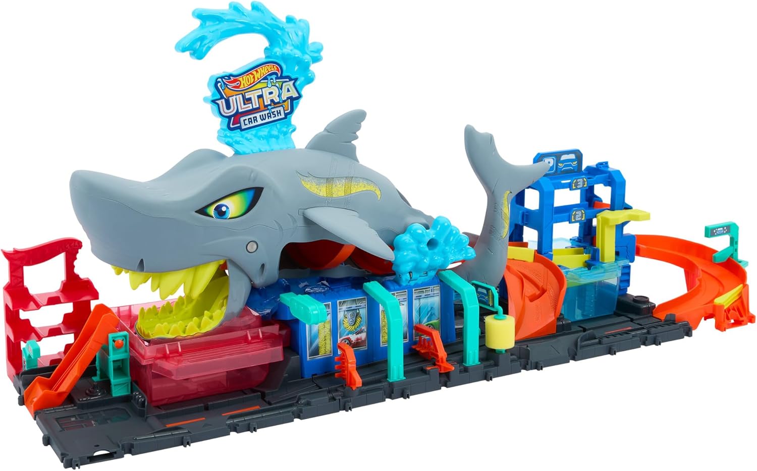 Hot Wheels City Track Set, Ultra Shark Car Wash with Colour Reveal Car image 6