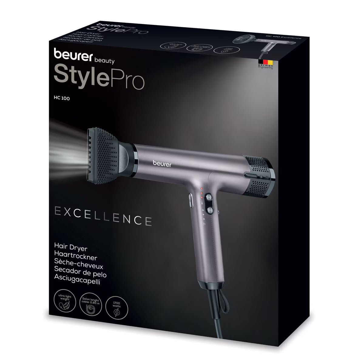 Beurer Excellence Digital Hair Dryer in Purple, HC100-10084 image 1