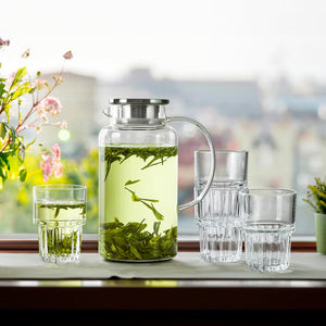 King Crystal Pitcher and Glass Set, 5 Piece