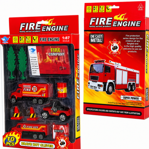 Coffret voiture avec accessoires - Pompiers et secours 10 pièces