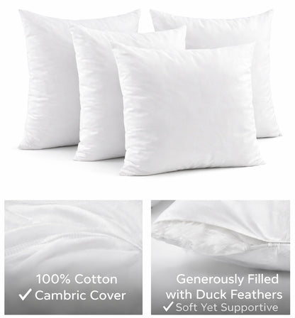 20x20” Duck Feather Cushion Pillow (50x50cm) – Cotton Cover Cushion Inners