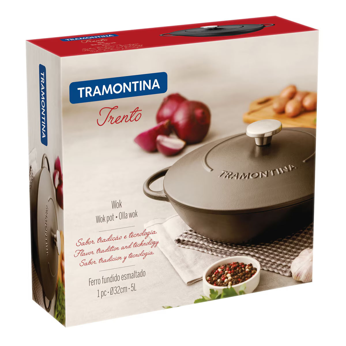 Tramontina Enameled Cast Iron Wok, 32Cm / 5.0L image 6